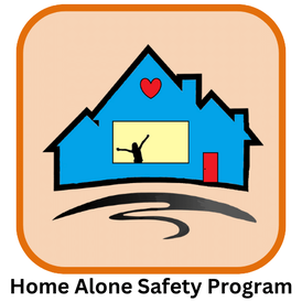 Icon for Home ALone Safety Program.  Click icon for more information.